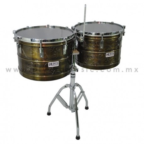 Timbales Herch 15 y 16 pulgadas Grabados Café